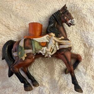 Vintage Horse Figurine with Angel Detail